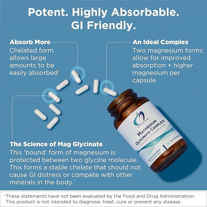 Designs for Health Magnesium Glycinate Complex - Chelated Magnesium Bisglycinate + High Absorption Magnesium for Calming & Sleep, Heart Health, Immune Support & Bone Strength - Vegan (240 Capsules)
