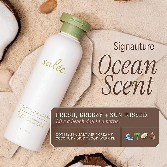 Salée- Styling Cream For Hair For Women & Girls | Anti-Frizz, Smoothing, Slick Back | For Curls, Wavy & Straight Hair | Flexible Gel Hold For Shine & Flyaways | 6 oz.