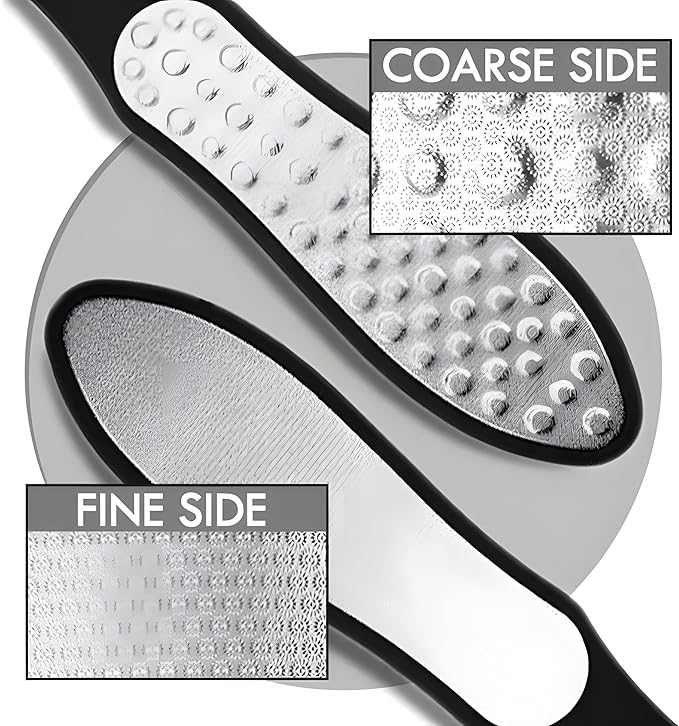 3 in 1 Large Size Durable Foot File Callus Remover (1 Pc) with Double Sided Stainless Heel Scraper for Cracked Heels, Pedicure Tools for Feet Ped Egg for Feet with Coarse and Fine Sides.