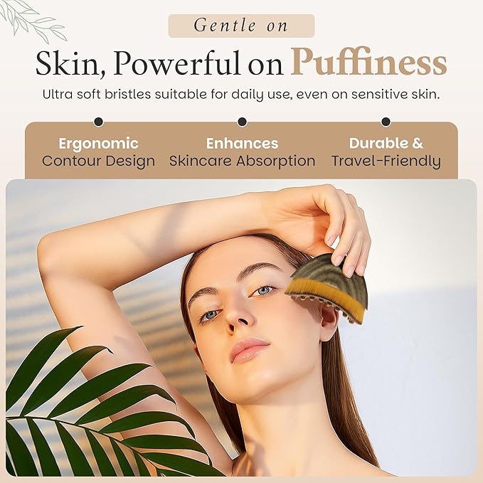 Lymphatic Contour Face Brush, Facial Brush for Lymphatic Drainage, Dry Lymphatic Massage Brush, Face Sculpting Brush, Contour Face Brush, Jawline and Chin Sculpting, Face Depuffer, Facial Tool