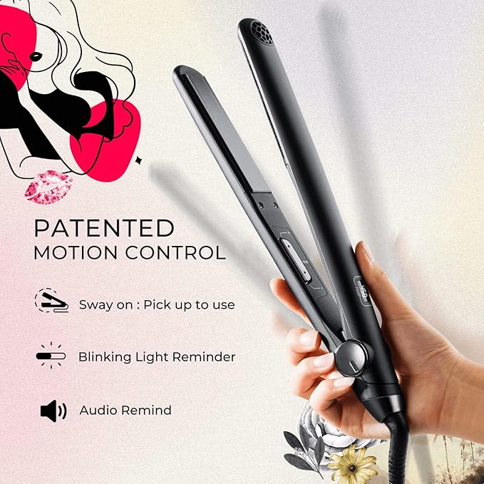 TYMO SWAY Hair Straightener with 10s Fast Heating, 1 Inch Professional Flat Iron Curling Iron in One with 32 Adjustable Temp, Automatic Shut Off, Dual Voltage