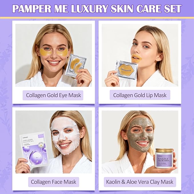 Valentines Day Gifts for Women, Spa Gifts Basket for Women, 21pcs Lavender Bath and Body Gift Basket, Self Care Gifts, Facial Skin Care Set, Birthday Gifts for Mom, Wife, Girlfriend, Sister