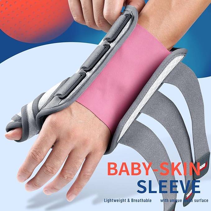 FEATOL Carpal Tunnel Wrist Brace Night Support, Thumb Spica Splint Left Hand for De Quervains Tenosynovitis, Tendonitis, Wrist Brace With Thumb Support-Large/XLarge-Women & Men, Pink