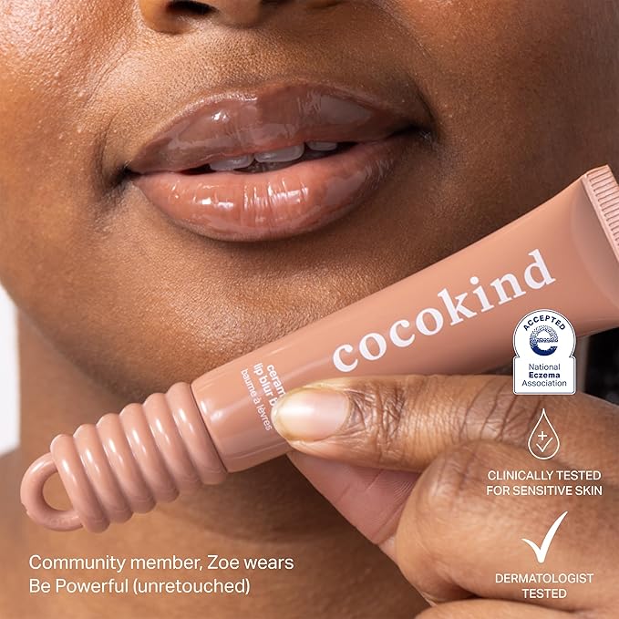 Cocokind Ceramide Lip Blur Balm, Be Powerful - Soft Brown Hydrating Lip Balm with Ceramides & Peptides, Made for Sensitive Skin & Lips, Unflavored & Fragrance-Free - 3 pack