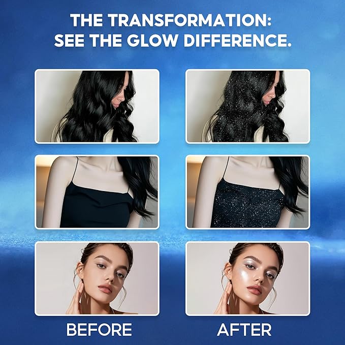 4-in-1 Shimmer Spray for Body, Hair, Makeup & Outfits - Travel-Size Glitter Spray for Instant Natural Glow, Lightweight & Quick-Dry for Parties, Photos, Festivals