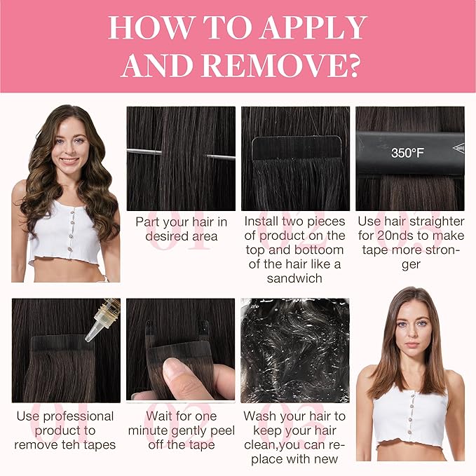 GOO GOO Tape in Hair Extensions Human Hair, 2/6/2 Balayage Dark Brown to Chestnut Brown, 12inch 40g 20pcs, Skin Weft Seamless Invisible, Silky Straight with Thick Ends, Remy Human Hair