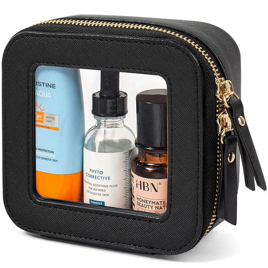 LETGO Clear Makeup Bags Small, Small Makeup Bag for Purse,Mini Clear Makeup Pouch Purse Organizer Fit Carry-on Travel Essentials,Cute Cosmetic Bags Car Accessories for Women (Mini-Black)