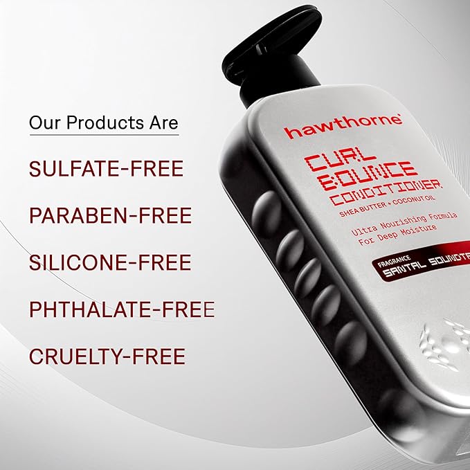 Hawthorne Curl Bounce Conditioner for Curly Hair. Mens Curly Hair Conditioner with Shea Butter, Avocado Butter, and Coconut Oil to Nourish & Strengthen. Sulfate Free, Paraben Free. 16 fl oz. 2-Pack.