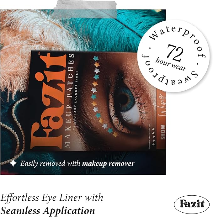 Fazit Makeup Patches - Show Stopping Wing Eyes - Glow Up Make-Up Patches - Cute Glitter Makeup Accessories for Women - Cosmetic Glitter for Face