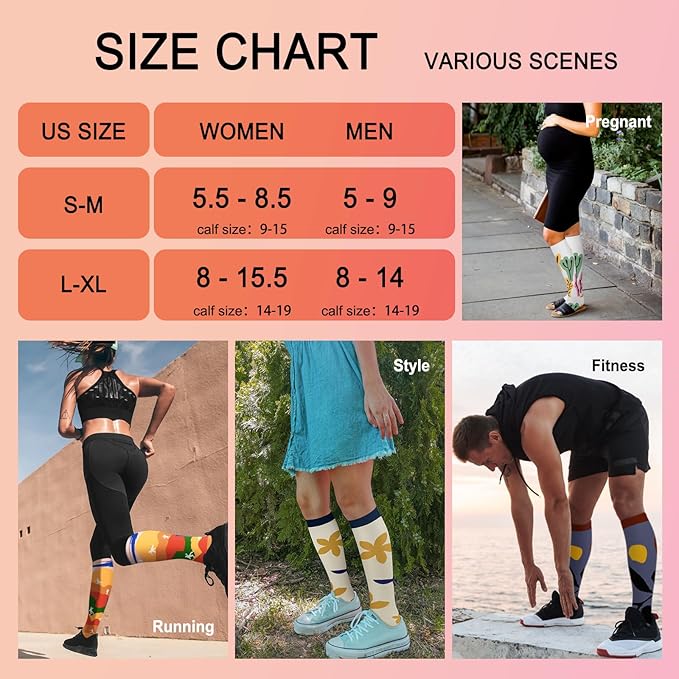 Iseasoo 4 Pairs Compression Socks for Women Circulation-Best Support for Nurses,Running,Athletic,Travel