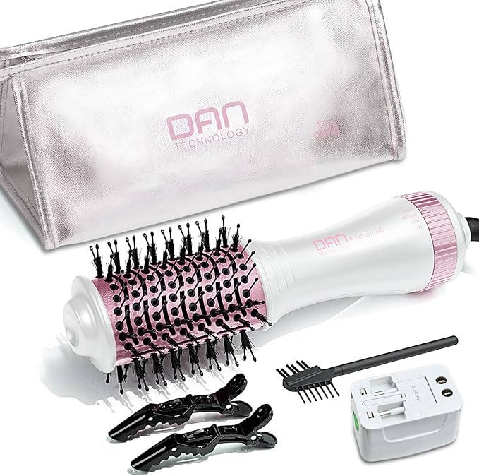 Auto Dual Voltage Hair Dryer Brush,110V-120V/220V-240V,Travel HairDryer Brush,Small Hot Airbrush,Blow Dryer Brush,Small Hair Dryer Brush,4 in 1 Hair Dryer and Styler Volumizer