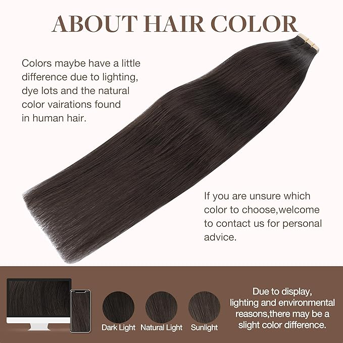 GOO GOO Tape in Hair Extensions Human Hair, 2A Light Brown, 20inch 100g 40pcs, Skin Weft Seamless Invisible, Silky Straight with Thick Ends, Remy Human Hair