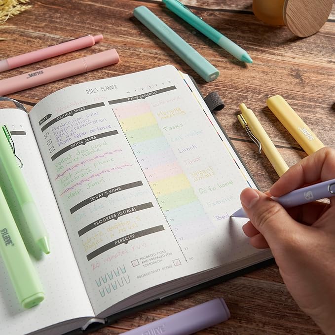 BLIEVE - Aesthetic Highlighters and Gel Pens With Soft Ink and Chisel Tip, Bible Highlighters and Pens No Bleed, Dry Fast Easy to Hold, for Bible Journaling Planner School Supplies (CANDY)