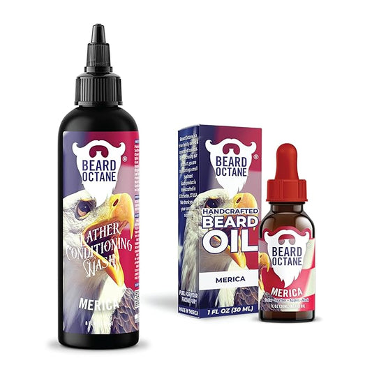 Fundamental Beard Kit - Oil & Wash Combo Merica - Cedar, Leather, Apples & Musk