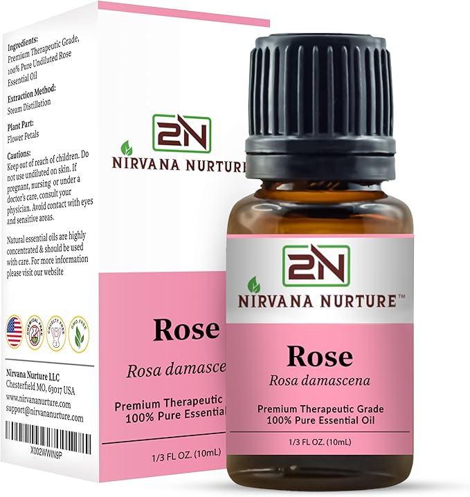 Rose Essential Oil 100% Pure Premium Therapeutic Grade, Undiluted - Aromatherapy Diffuser for Calm and Relaxation, Skin Care, Hair Care