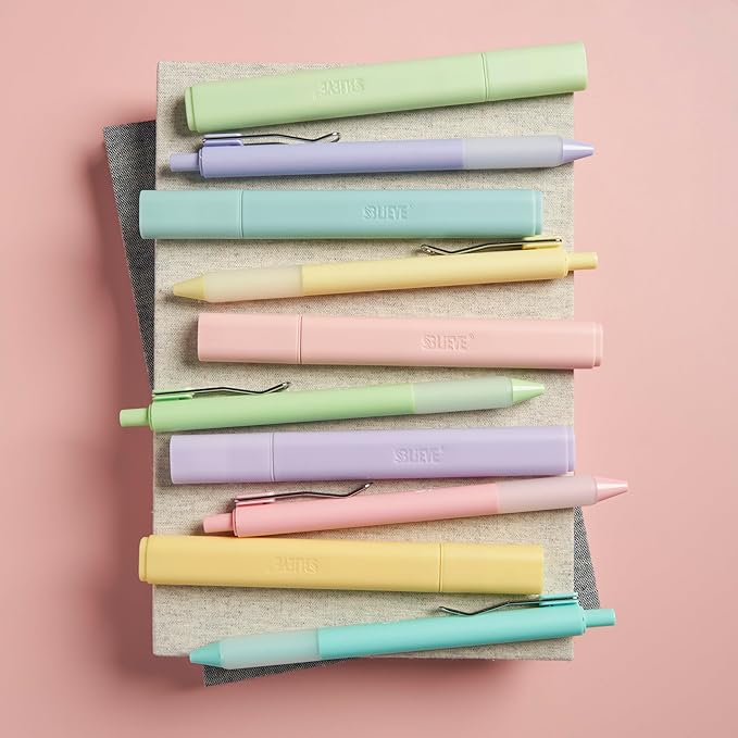 BLIEVE - Aesthetic Highlighters and Gel Pens With Soft Ink and Chisel Tip, Bible Highlighters and Pens No Bleed, Dry Fast Easy to Hold, for Bible Journaling Planner School Supplies (CANDY)