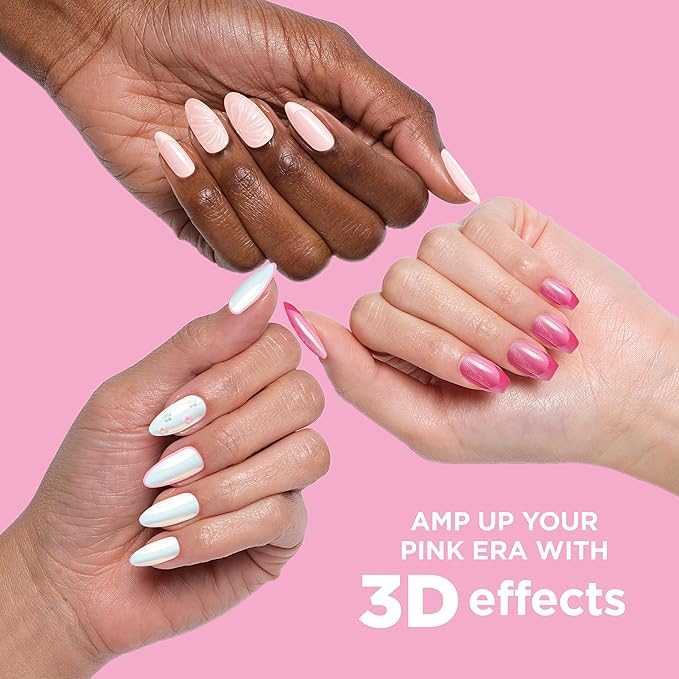 Sally Hansen Salon Effects Perfect Press-On Pink Nails | Oval Shape, 3D Design | Easy to Apply, Non-Damaging, Vitamin E & B5 | 30 Nails, Nail Glue, Adhesive Tabs, File| State of the Heart