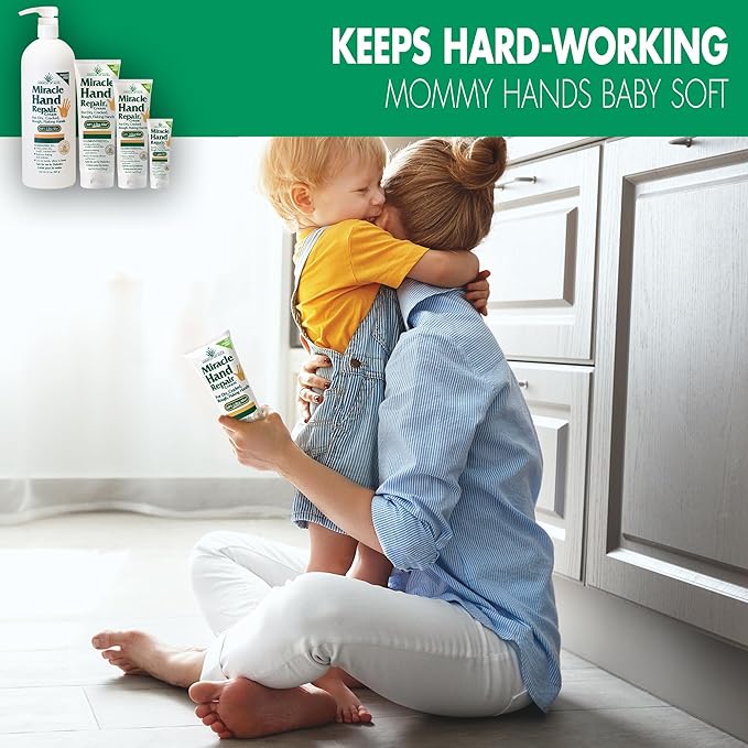 Miracle Hand Repair Cream for Dry Cracked Hands 8 oz Best Healing Hand Cream with 60% Aloe Vera - Non-Greasy Moisturizer for Working Hands - Fast Absorbing Lotion for Extremely Dry Skin