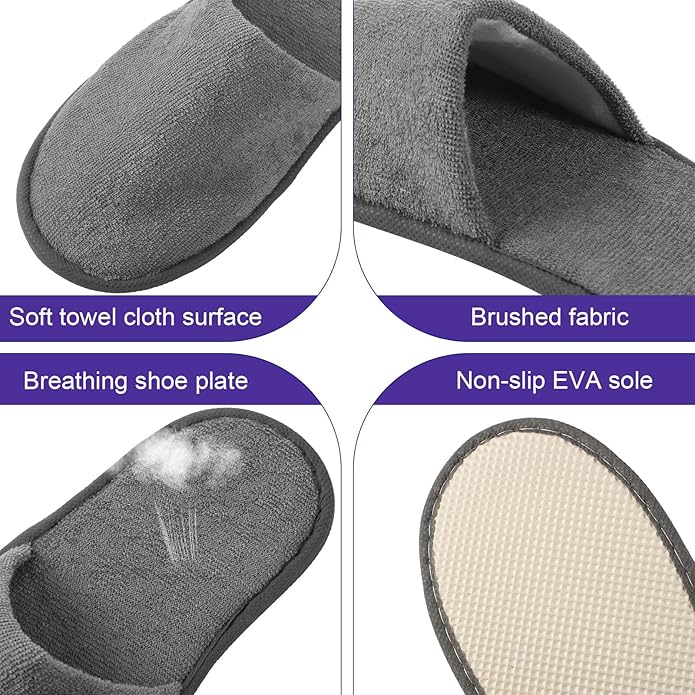 Geyoga 12 Pair Disposable Slippers for Guests Non Slip Disposable House Slippers Washable Reusable for Spa Travel Hotel Indoor Shoeless Home Bride Bathroom