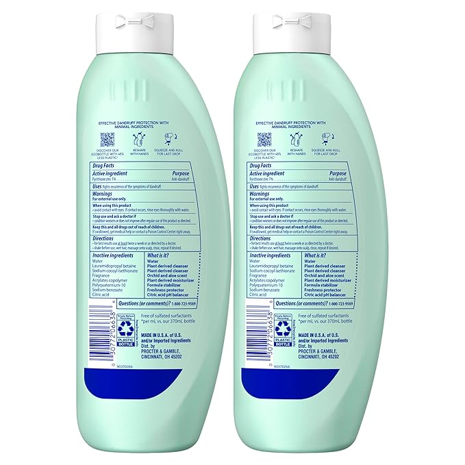 Head & Shoulders Anti-Dandruff Shampoo, BARE Soothing Hydration Twin Pack, 1% Pyrithione Zinc, Dry Scalp Relief, Free of Sulfates, Silicones, Dyes, 13.5 fl oz Each