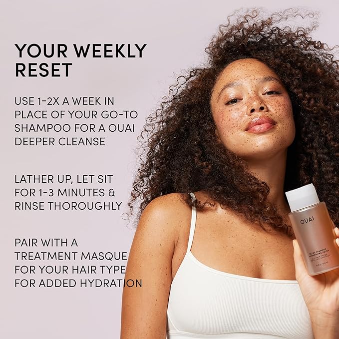 OUAI Detox Shampoo (10 fl oz) & Anti-Dandruff Deluxe Size (1 fl oz) Bundle - Soothing, Clarifying Shampoo Set for Dry, Flaky Scalp - Removes Dirt & Build Up (2 Count) (Pack of 2)