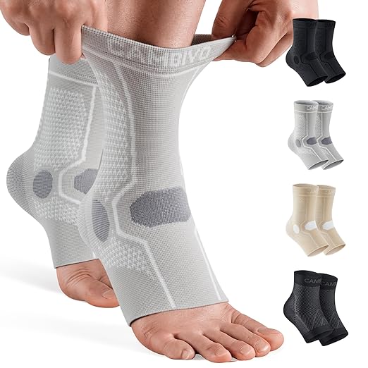 CAMBIVO 1 Pair Ankle Compression Sleeve for Men & Women – Soft, Breathable Support for Plantar Fasciitis, Achilles Tendonitis, Swelling & Sports Recovery – Easy to Wear, All-Day Comfort Fit