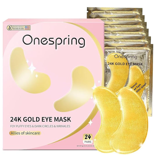 Under Eye Patches (24 Pairs) - Bridesmaid Gift, Valentine's Day Gift- 24K Gold Under Eye Masks for Dark Circles, Puffy Eyes, Wrinkles - Rejuvenating & Revitalizing Eye Skincare Treatment