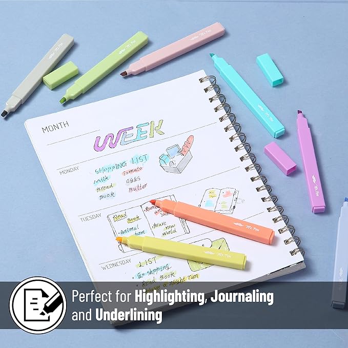 Mr. Pen- Aesthetic Highlighters, 8 Pack, Chisel Tip, Retro Colors, Cute Highlighters Assorted Colors, Cute Markers