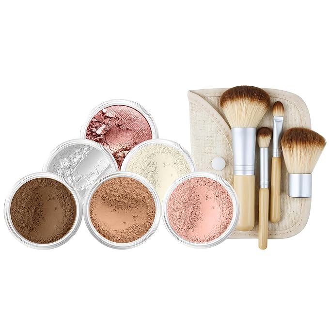 EVERYDAY KIT (EBONY) Full Size Mineral Makeup Set Matte Foundation Bare Face Sheer Powder Cover
