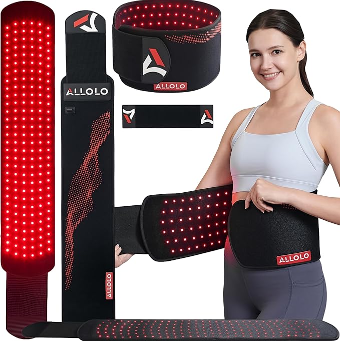 ALLOLO Red Light Therapy Belt, 39"*7.7" Large Area with 180pcs 3-in-1 LEDs 660nm & 850nm Infrared Red Light Therapy for Body, Adjustable & Portable Therapy Wrap for Shoulder Waist Belly Joint(Corded)