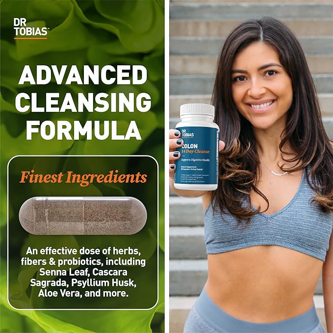 Dr. Tobias Colon Cleanse - Constipation Relief & Gut Health Support for Women & Men | 14 Day Colon Cleanser for a Gentle Colon Detox & Gut Flush - 2 Bottles of 28 Capsules