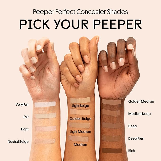Winky Lux Peeper Perfect Under Eye Concealer, Makeup & Brightener, Full Coverage Concealer for Dark Circles, Color Corrector & Eye Primer, Collagen & Hyaluronic Acid (Deep)