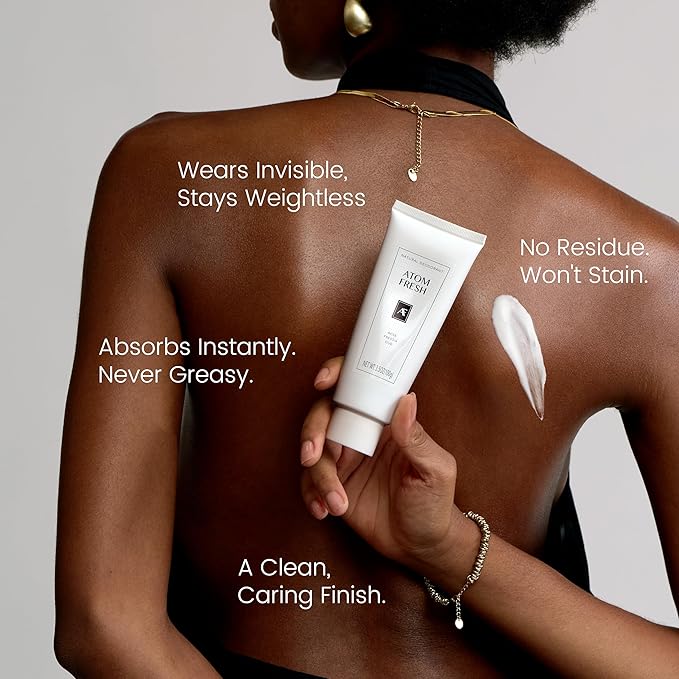 Atom Fresh Natural Whole Body Deodorant Cream – 72H Long-Lasting Odor Control – Aluminum-Free, Baking Soda-Free – With Amino Acids & Probiotics – Fast-Absorbing, No Residue – Ocean Breeze – 3.5 oz