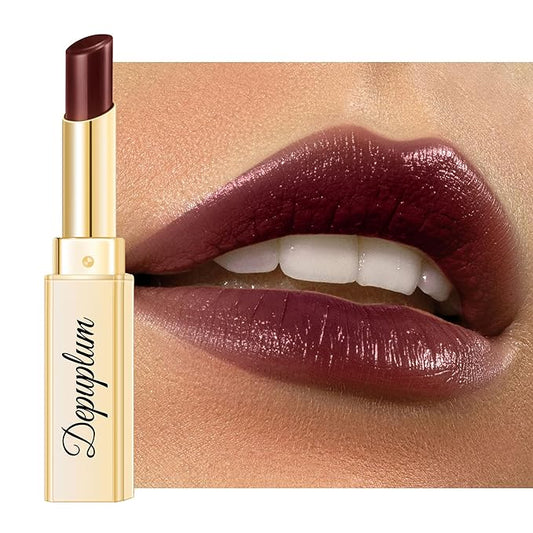 Depuplum Dark Brown Lipstick for Women Hydrate Lip Gloss Lipsticks Moisture Lip Gloss Sheer Coverage Long Lasting Lipstick for Dry Lips (DM107 DarkMaduro)