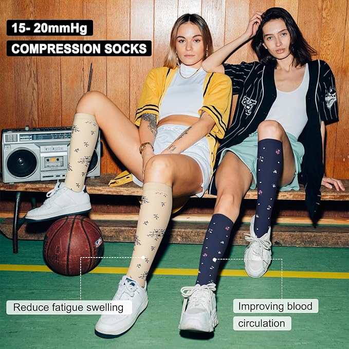 Iseasoo 4 Pairs Compression Socks for Women Circulation-Best Support for Nurses,Running,Athletic,Travel