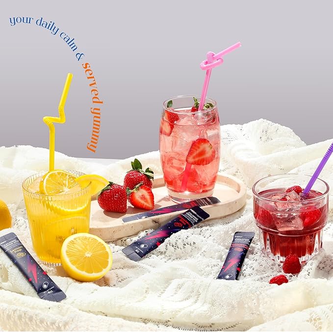 Calm Magnesium Glycinate Powdered Drink Mix with Electrolytes – Sugar Free with Ashwagandha, L-Theanine, Vitamin B6 & GABA – Cortisol Support, Stress Relief, Hydration & Focus - 30 servings (Variety)