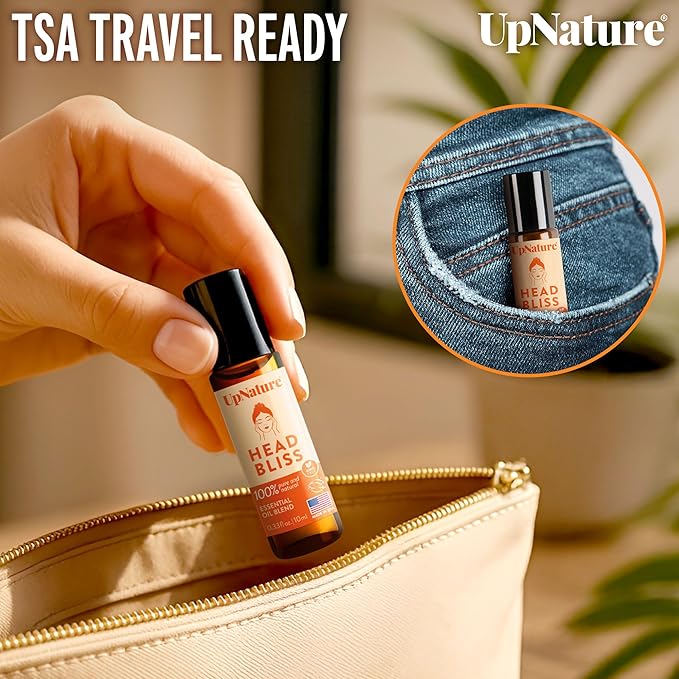 UpNature Head Bliss Essential Oil Roll On – Soothing Migraine and Head Tension Comfort with Instant Cooling Effect – Nurse Essentials Gifts
