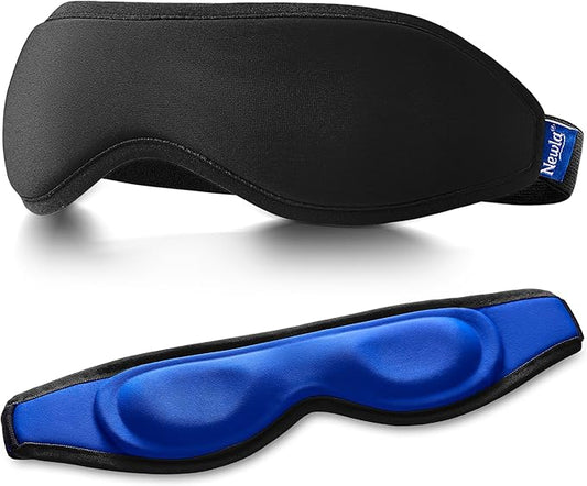 Contoured Cooling Gel Eye Mask: Snug Fit Cold Compress for Puffiness Migraines Dark Circles Sinus Eye Strain - Fits All Head Sizes - Daily Relaxation Beauty Care Travel (Black)