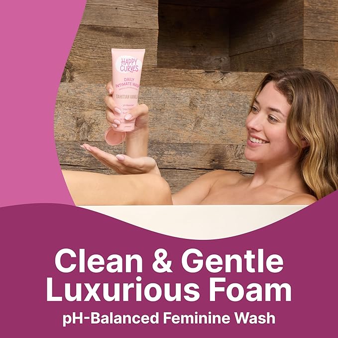 HAPPY CURVES Feminine Wash - pH Balanced Cleanser with Aloe & Vitamin E - Intimate Care for Women - Odor Control, Gentle Daily Vaginal Wash for Sensitive Skin (7 Fl Oz (Pack of 1), Tropical Oasis)
