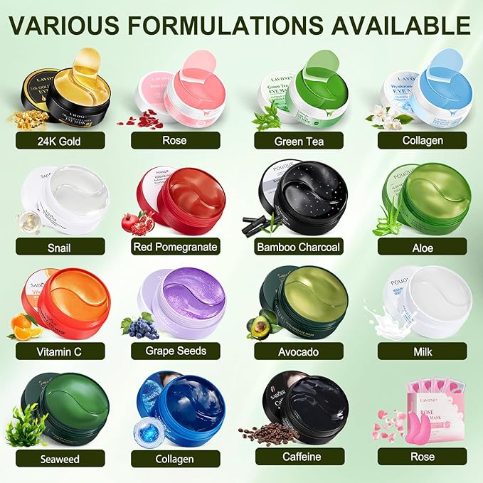 LAVONE Eye Mask - 30 Pairs Avocado Under Eye Patches Skin Care Products - Eye Masks Skincare for Dark Circles and Puffiness, Reduce Wrinkles, Eye Bags and Fine Lines, for Women and Man