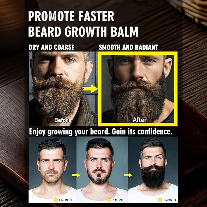2 Pack Biotin Beard Balm Set for Men – Natural & Sandalwood Butters – Non-Itchy, Moisturize, Strengthen & Shape Beards – Grooming Gift Set for Father's Day, Anniversaries, Christmas
