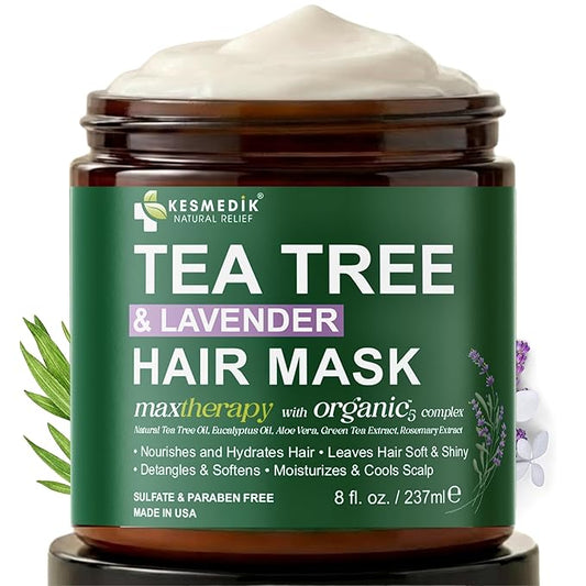 Tea Tree Lavender Mint Hair Mask with Biotin & Argan Oil, Deep Conditioning Hair Mask for Coarse & Dry Damaged Hair, Scalp Itch Relief, Hydrating Hair Mask for Men & Women | Tea Tree Hair Mask
