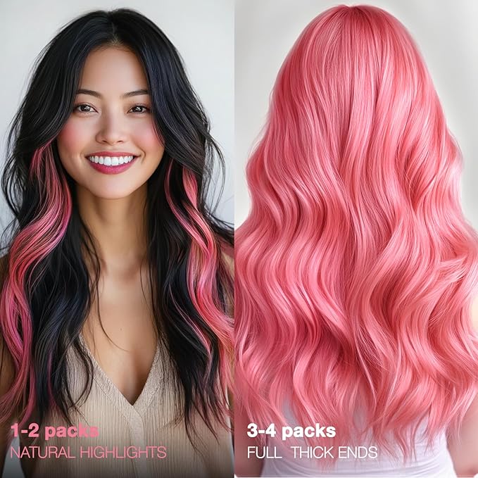 GOO GOO Tape in Hair Extensions Human Hair, Light Pink, 10inch 20g 10pcs, Colored Tape ins Human Hair Extensions, Silky&Soft Invisible Tape Ins, Hair Highlighted for Party