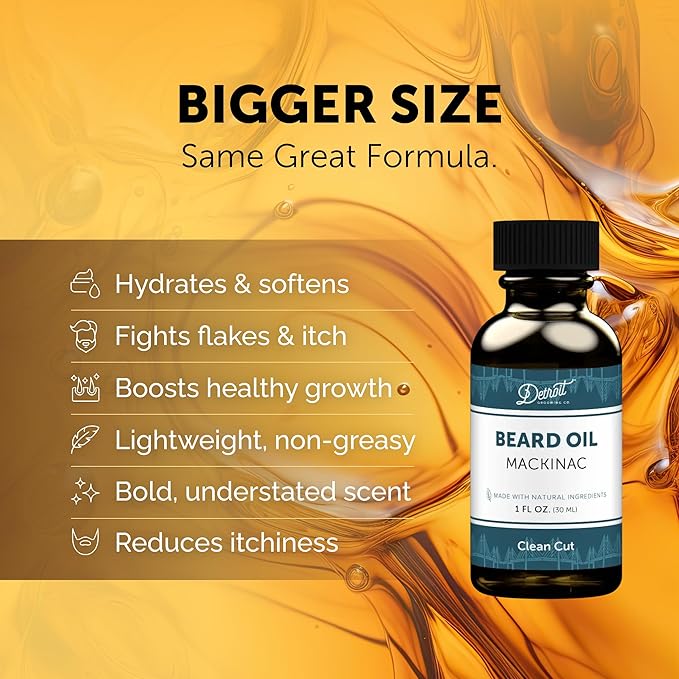 Detroit Grooming Beard Oil | Hydrating & Nourishing Formula • Mackinac Scent (2 oz)