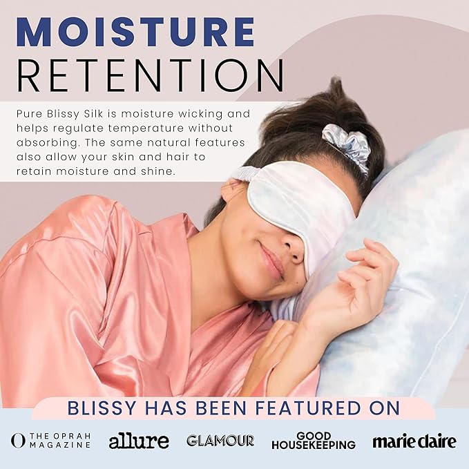 Blissy Silk Sleep Mask - Eye Sleeping Mask for Women & Men for Total Blackout - 100% Pure Mulberry Silk, 22 Momme 6a Fibers - Blindfold Sleep Mask Side Sleeper Eye Cover (Tie Dye)