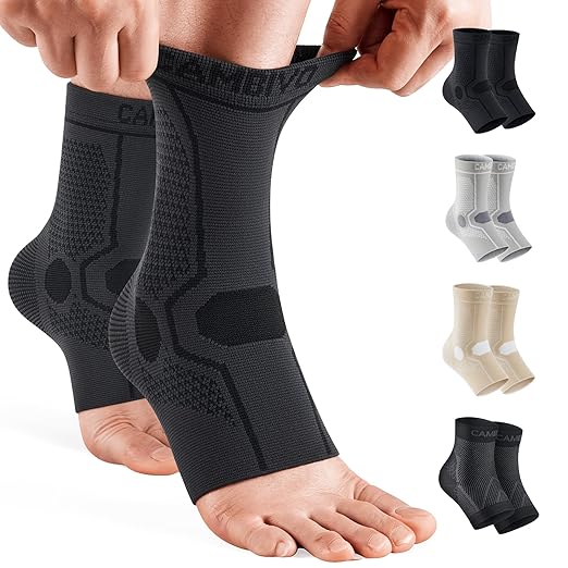 CAMBIVO 1 Pair Ankle Compression Sleeve for Men & Women – Soft, Breathable Support for Plantar Fasciitis, Achilles Tendonitis, Swelling & Sports Recovery – Easy to Wear, All-Day Comfort Fit