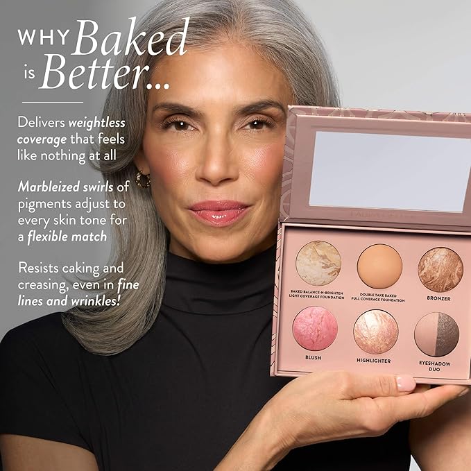 LAURA GELLER Baked Icons Complete Full Face Palette, Fair | All-in-One Makeup Palette with Baked Foundations, Blush, Bronzer, Highlighter, Eyeshadows | Coverage for Mature Skin | Travel-Friendly