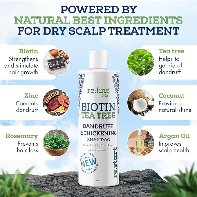 Anti Dandruff Shampoo for Men - Tea Tree Oil & Zinc Shampoo for Dandruff & Thinning Hair (8 OZ)