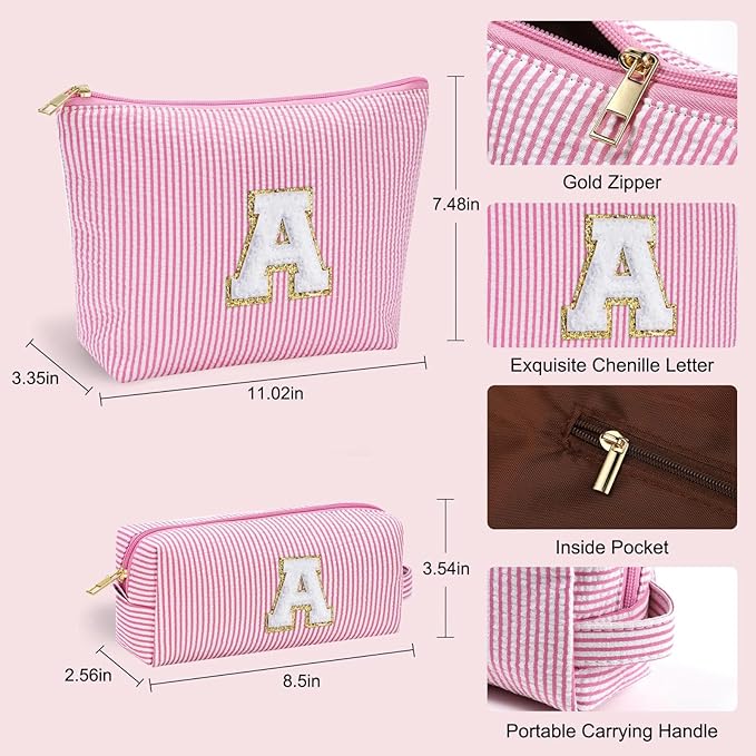 YOOLIFE Personalized Makeup Bag - Initial Cosmetic Bag for Women Travel, Cute Friend Wedding Girlfriend Birthday Gift for Teen Girls 16-18 Q