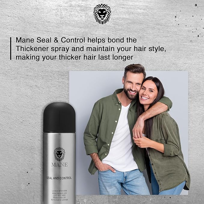 Mane Hair Thickening Spray & Root Touch Up, Seal & Control Combo Pack, Instantly Thicker Hair for Men & Women, Fill in Hairlines and Hide Thinning and Fine Patches - Light Brown, 12 Colors (6.76 oz)